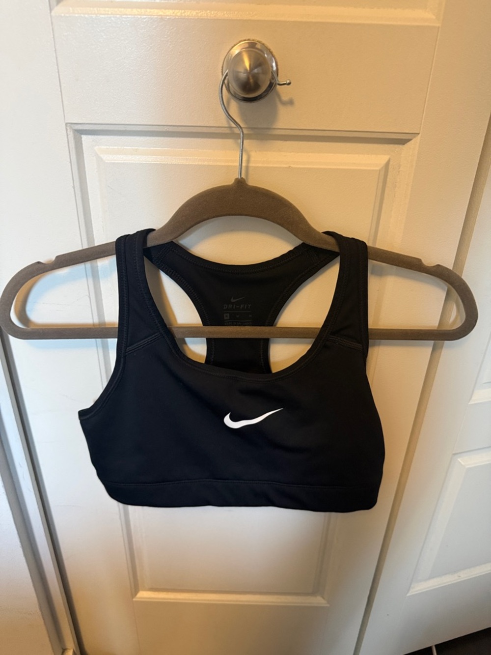 Nike Black Sports Bra with White Swoosh Racerback